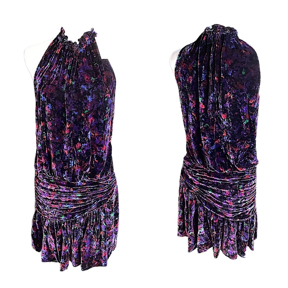 Ramy Brook Delores Sleeveless Velvet & Silk Party Dress. B12